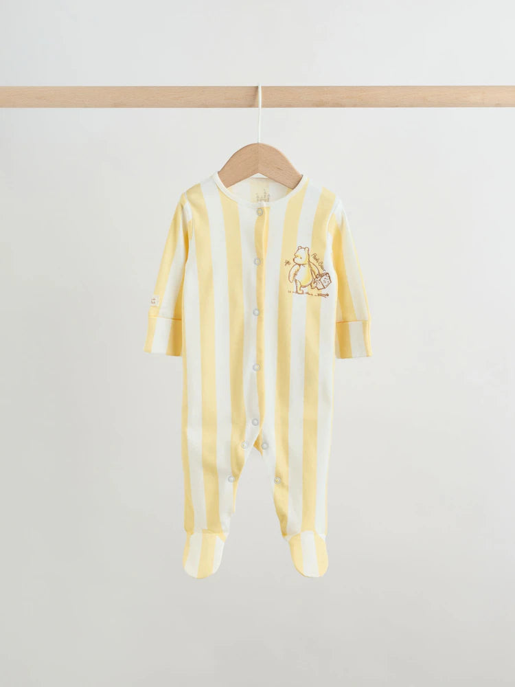 |BabyBoy| Conjunto De 3 Macacões Amarelos Do Ursinho Pooh Para Bebês (0 meses a 2 anos)