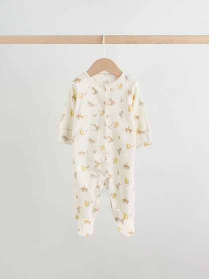 |BabyBoy| Conjunto De 3 Macacões Amarelos Do Ursinho Pooh Para Bebês (0 meses a 2 anos)