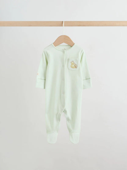 |BabyBoy| Conjunto De 3 Macacões Amarelos Do Ursinho Pooh Para Bebês (0 meses a 2 anos)