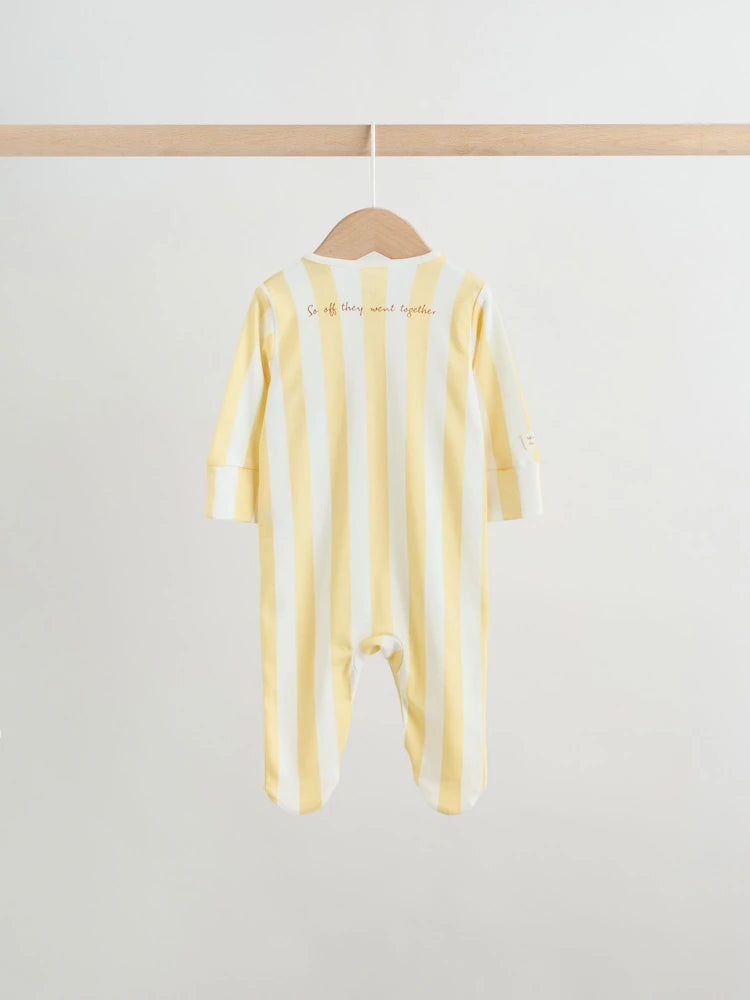 |BabyBoy| Conjunto De 3 Macacões Amarelos Do Ursinho Pooh Para Bebês (0 meses a 2 anos)
