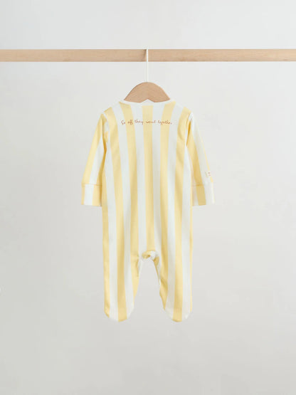 |BabyBoy| Conjunto De 3 Macacões Amarelos Do Ursinho Pooh Para Bebês (0 meses a 2 anos)