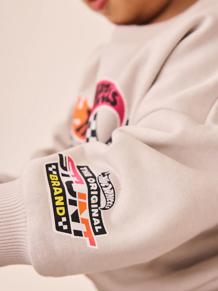|Boy| Conjunto de Moletom e Calça Jogger Hot Wheels Cinza com Estampa de Xadrez (9 meses a 8 anos)