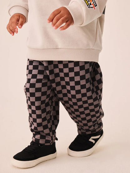 |Boy| Conjunto de Moletom e Calça Jogger Hot Wheels Cinza com Estampa de Xadrez (9 meses a 8 anos)
