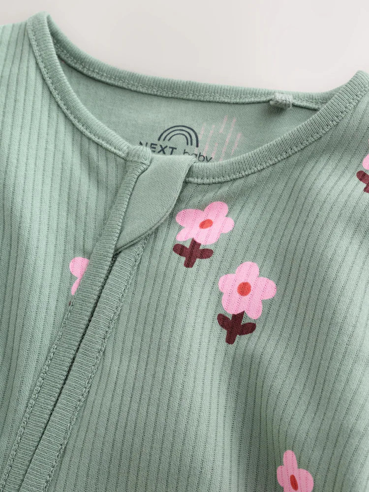 |BabyGirl| Kit Com 4 Macacões de Bebê com Estampa Floral Laranja (0 meses a 3 anos)