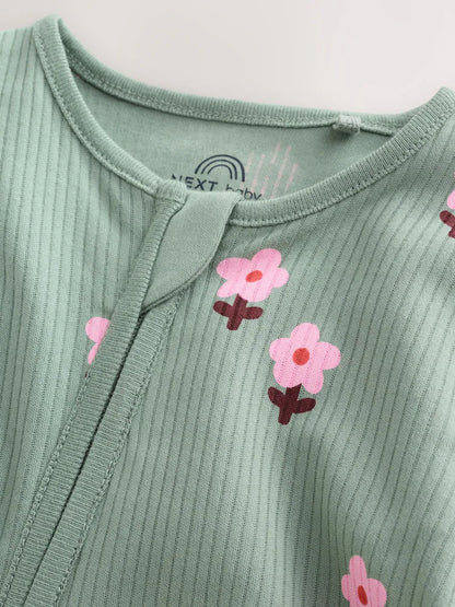 |BabyGirl| Kit Com 4 Macacões de Bebê com Estampa Floral Laranja (0 meses a 3 anos)