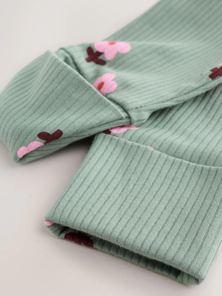 |BabyGirl| Kit Com 4 Macacões de Bebê com Estampa Floral Laranja (0 meses a 3 anos)