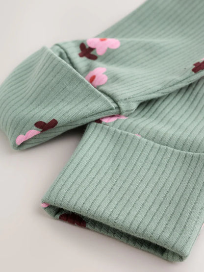 |BabyGirl| Kit Com 4 Macacões de Bebê com Estampa Floral Laranja (0 meses a 3 anos)
