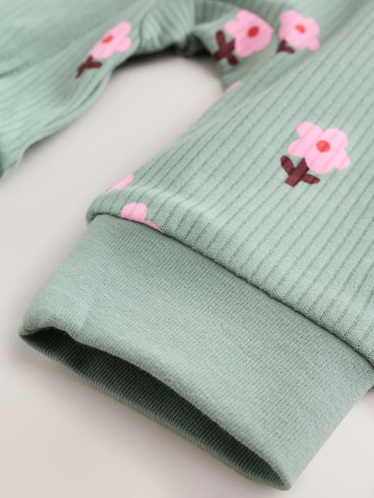 |BabyGirl| Kit Com 4 Macacões de Bebê com Estampa Floral Laranja (0 meses a 3 anos)