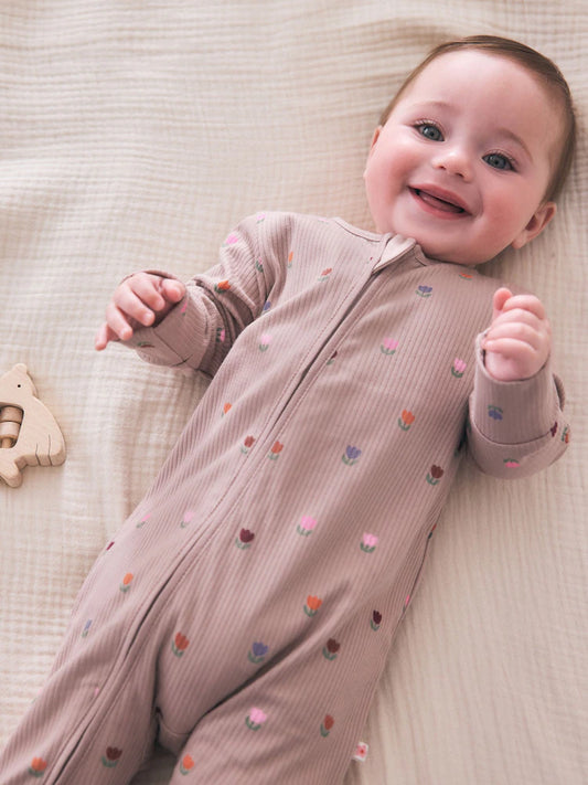 |BabyGirl| Kit Com 4 Macacões de Bebê com Estampa Floral Laranja (0 meses a 3 anos)