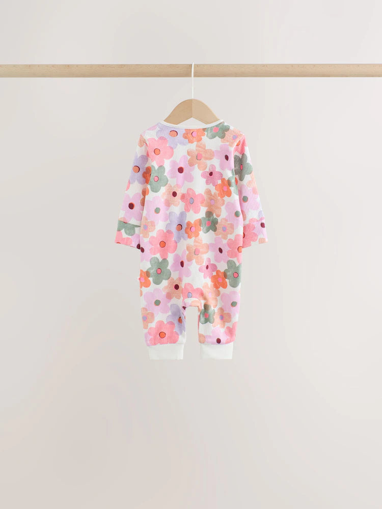 |BabyGirl| Kit Com 4 Macacões de Bebê com Estampa Floral Laranja (0 meses a 3 anos)