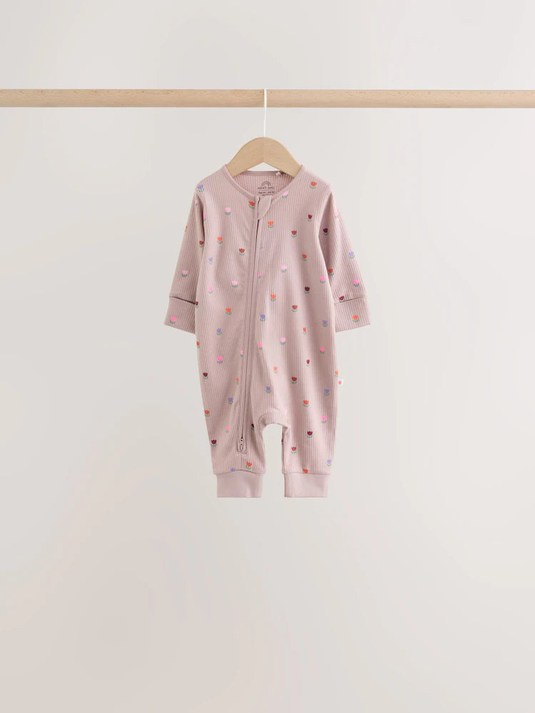 |BabyGirl| Kit Com 4 Macacões de Bebê com Estampa Floral Laranja (0 meses a 3 anos)