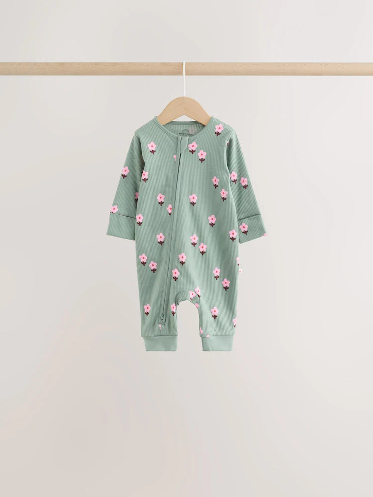 |BabyGirl| Kit Com 4 Macacões de Bebê com Estampa Floral Laranja (0 meses a 3 anos)