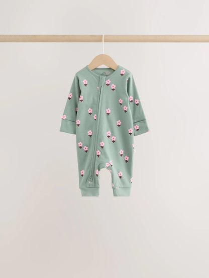 |BabyGirl| Kit Com 4 Macacões de Bebê com Estampa Floral Laranja (0 meses a 3 anos)