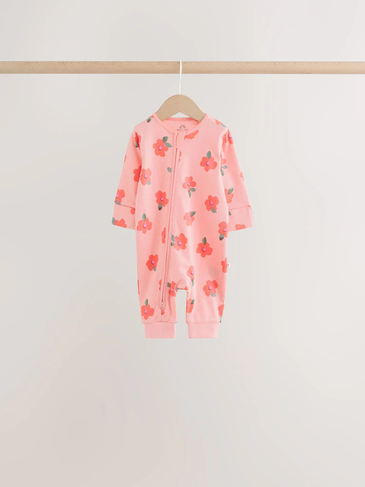 |BabyGirl| Kit Com 4 Macacões de Bebê com Estampa Floral Laranja (0 meses a 3 anos)