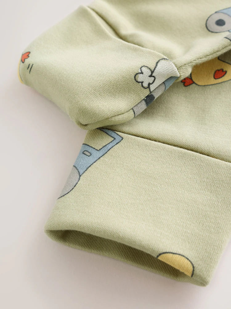 |BabyBoy| Kit com 3 Macacões de Bebê com Estampa de Animais da Fazenda e Zíper Bidirecional (0 meses a 2 anos)
