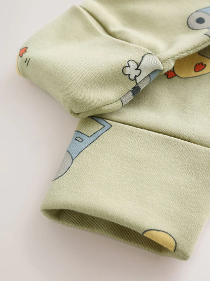 |BabyBoy| Kit com 3 Macacões de Bebê com Estampa de Animais da Fazenda e Zíper Bidirecional (0 meses a 2 anos)