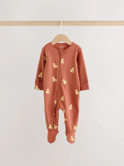 |BabyBoy| Kit com 3 Macacões de Bebê com Estampa de Animais da Fazenda e Zíper Bidirecional (0 meses a 2 anos)