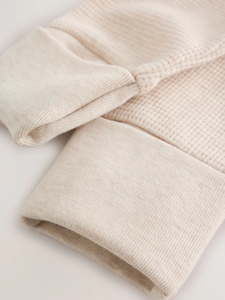 |BabyBoy| Kit com 4 Macacões de Bebê em Tecido Waffle (Cor Verde-Sálvia Neutra) com Zíper Bidirecional (0 meses a 3 anos)