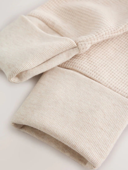 |BabyBoy| Kit com 4 Macacões de Bebê em Tecido Waffle (Cor Verde-Sálvia Neutra) com Zíper Bidirecional (0 meses a 3 anos)