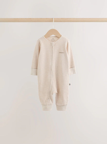 |BabyBoy| Kit com 4 Macacões de Bebê em Tecido Waffle (Cor Verde-Sálvia Neutra) com Zíper Bidirecional (0 meses a 3 anos)