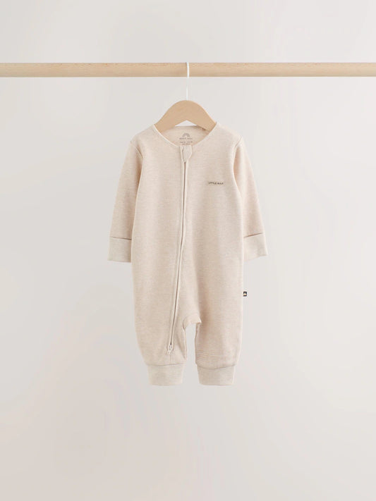 |BabyBoy| Kit com 4 Macacões de Bebê em Tecido Waffle (Cor Verde-Sálvia Neutra) com Zíper Bidirecional (0 meses a 3 anos)