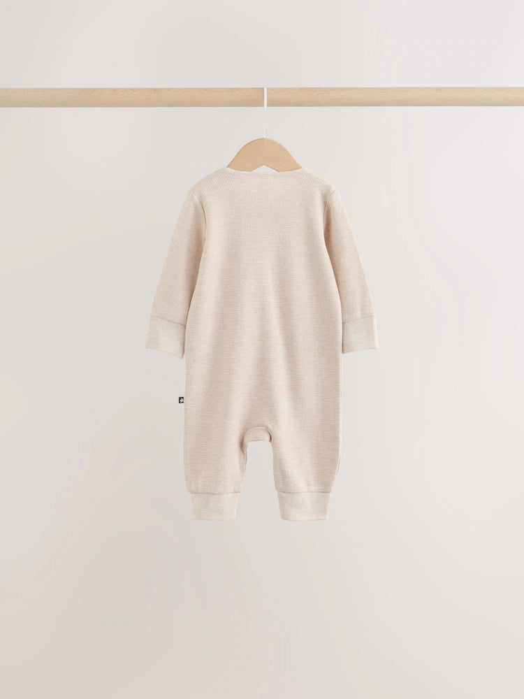 |BabyBoy| Kit com 4 Macacões de Bebê em Tecido Waffle (Cor Verde-Sálvia Neutra) com Zíper Bidirecional (0 meses a 3 anos)