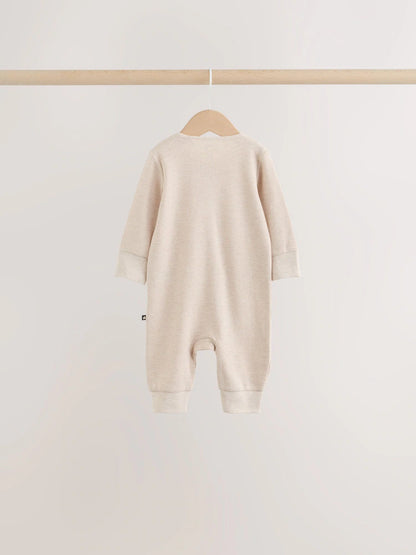 |BabyBoy| Kit com 4 Macacões de Bebê em Tecido Waffle (Cor Verde-Sálvia Neutra) com Zíper Bidirecional (0 meses a 3 anos)
