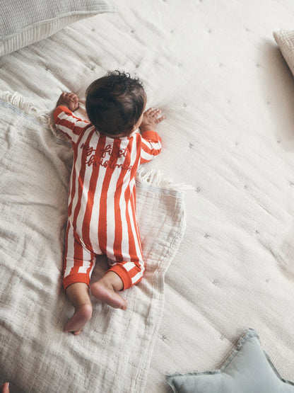 |BabyBoy| Macacão de Bebê Vermelho "Meu Primeiro Natal" com Zíper Bidirecional (0-18 meses)