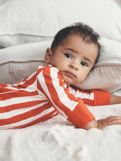 |BabyBoy| Macacão de Bebê Vermelho "Meu Primeiro Natal" com Zíper Bidirecional (0-18 meses)