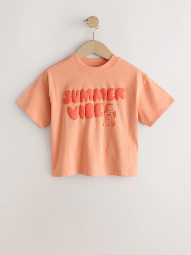 |Girl| Camiseta Laranja De Manga Curta Para o Verão (3 meses a 7 anos)