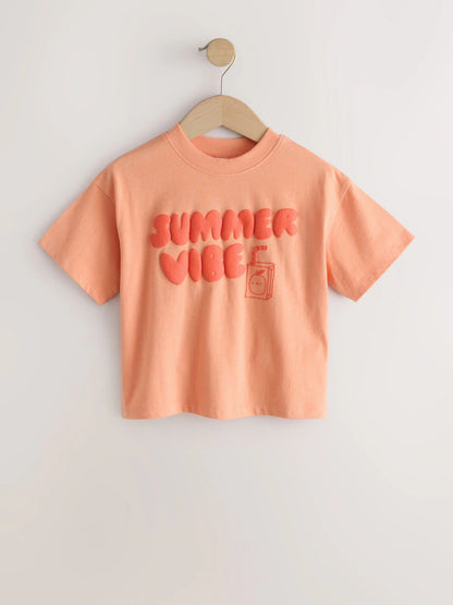 |Girl| Camiseta Laranja De Manga Curta Para o Verão (3 meses a 7 anos)