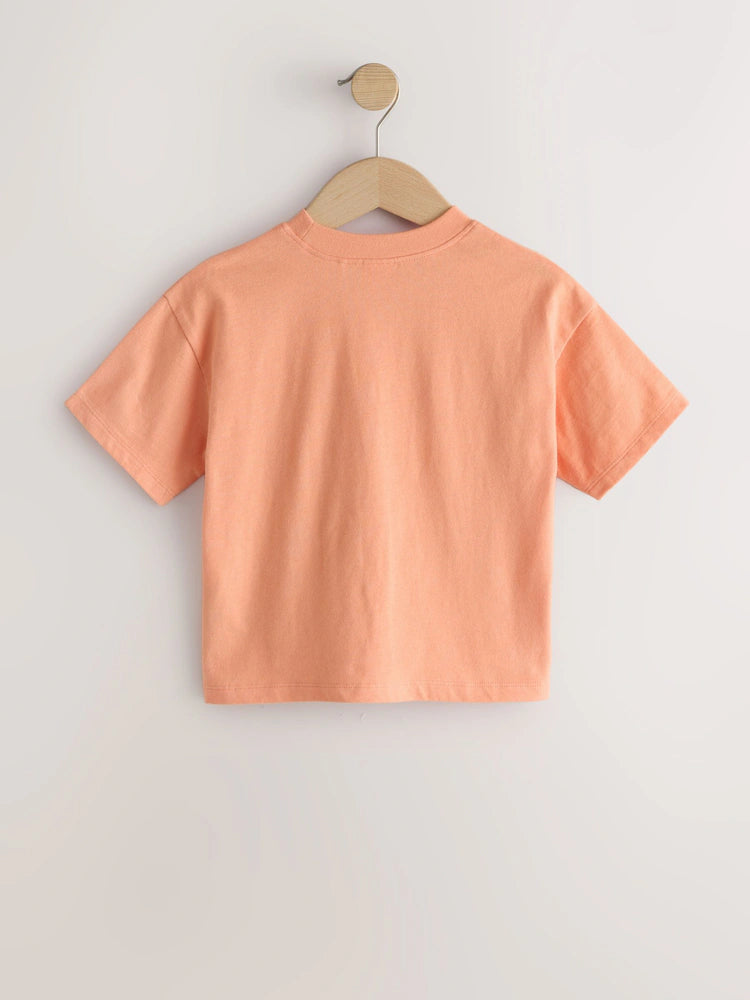 |Girl| Camiseta Laranja De Manga Curta Para o Verão (3 meses a 7 anos)