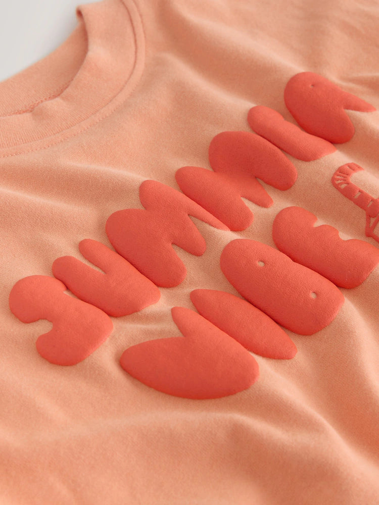 |Girl| Camiseta Laranja De Manga Curta Para o Verão (3 meses a 7 anos)