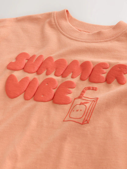|Girl| Camiseta Laranja De Manga Curta Para o Verão (3 meses a 7 anos)