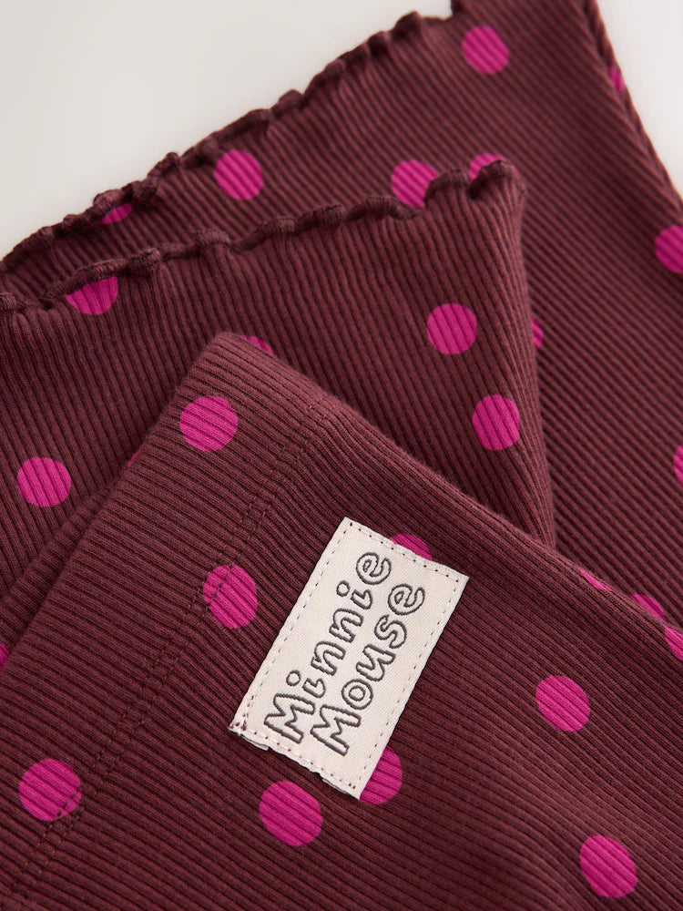|Girl| Conjunto de Moletom com Estampa de Poá e Calça Flare Minnie Mouse – Rosa-Berry (6 meses a 7 anos)