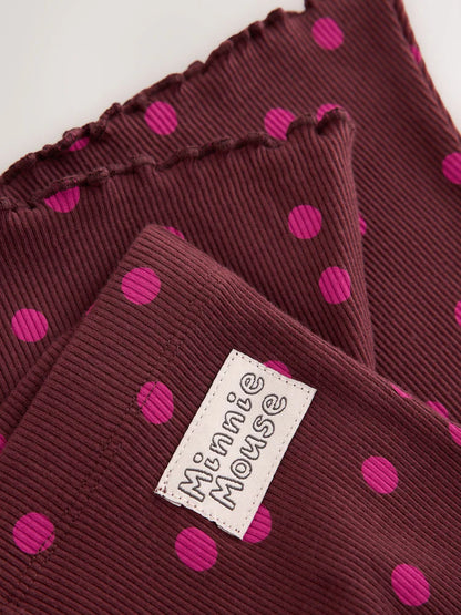 |Girl| Conjunto de Moletom com Estampa de Poá e Calça Flare Minnie Mouse – Rosa-Berry (6 meses a 7 anos)