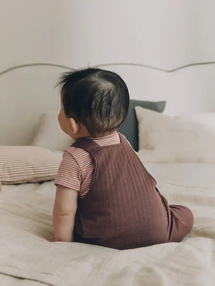 |BabyBoy| Conjunto De Bebê com Jardineira de Malha e Body – Urso Marrom (0 meses a 2 anos)