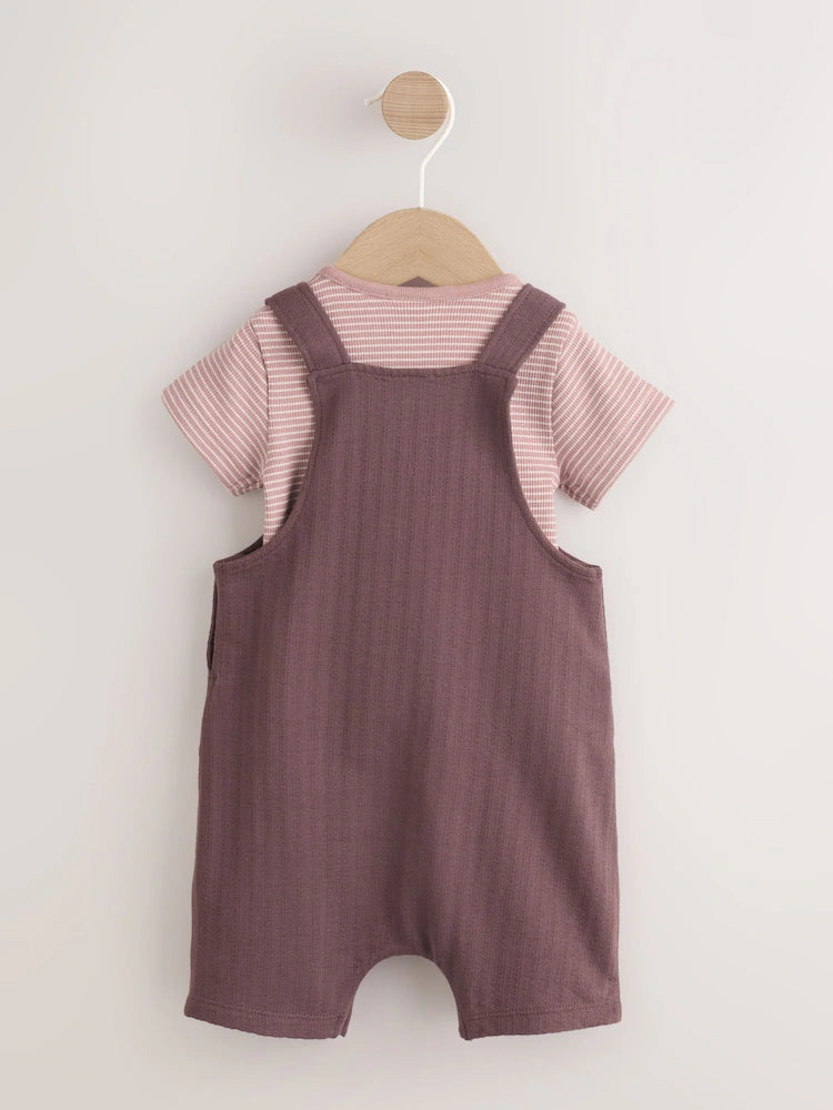 |BabyBoy| Conjunto De Bebê com Jardineira de Malha e Body – Urso Marrom (0 meses a 2 anos)