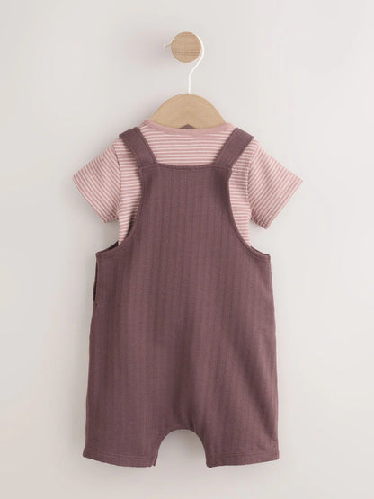 |BabyBoy| Conjunto De Bebê com Jardineira de Malha e Body – Urso Marrom (0 meses a 2 anos)