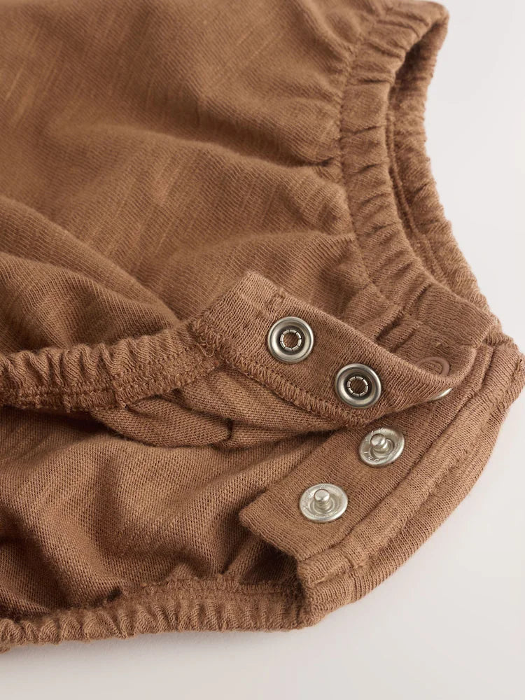|BabyBoy| Conjunto De Jardineira e Body Listrados Em Sarja Marrom Ferrugem Para Bebês (0 meses a 2 anos)