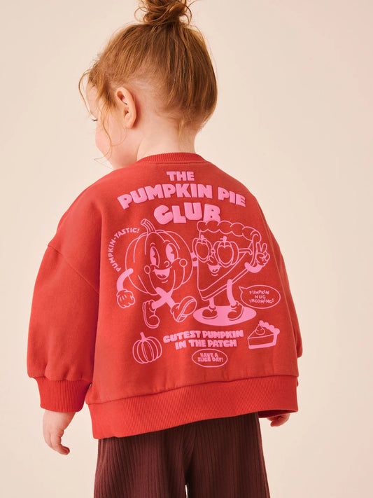 |Girl| Moletom Gola Careca Laranja "Pumpkin Pie Club" (3 meses a 7 anos)