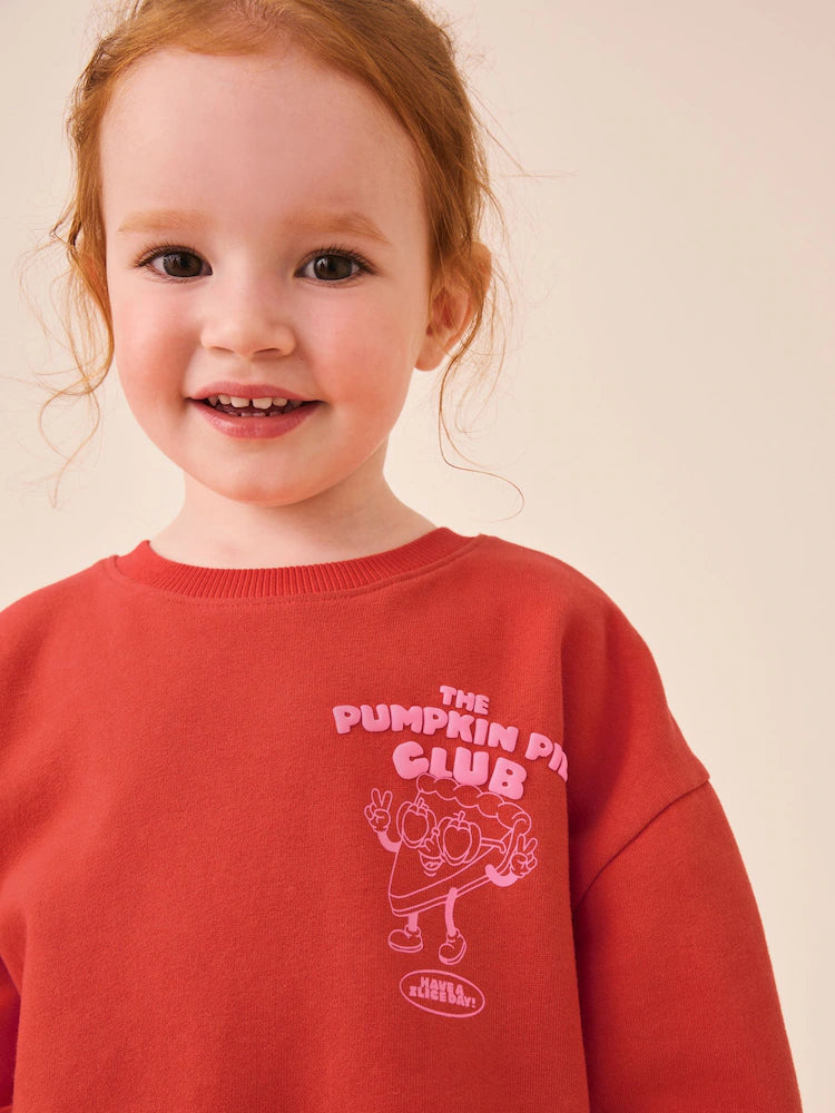 |Girl| Moletom Gola Careca Laranja "Pumpkin Pie Club" (3 meses a 7 anos)