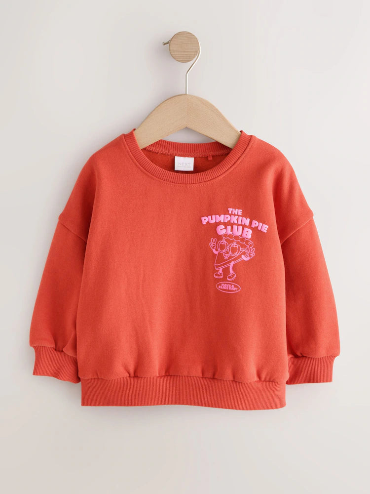 |Girl| Moletom Gola Careca Laranja "Pumpkin Pie Club" (3 meses a 7 anos)