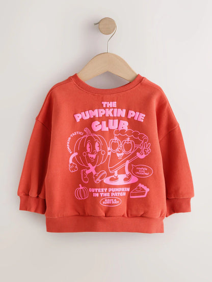 |Girl| Moletom Gola Careca Laranja "Pumpkin Pie Club" (3 meses a 7 anos)