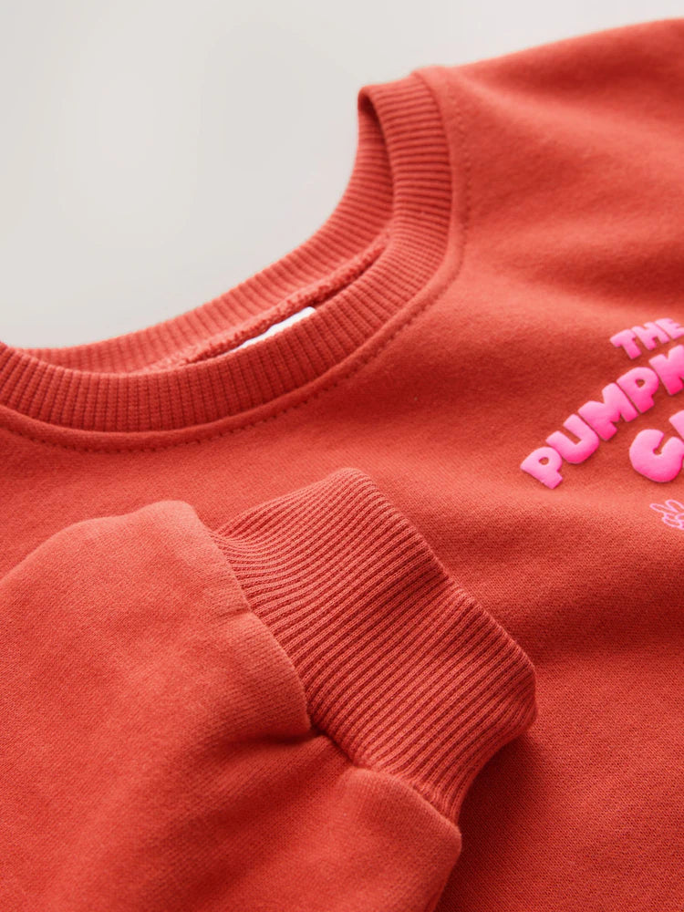 |Girl| Moletom Gola Careca Laranja "Pumpkin Pie Club" (3 meses a 7 anos)