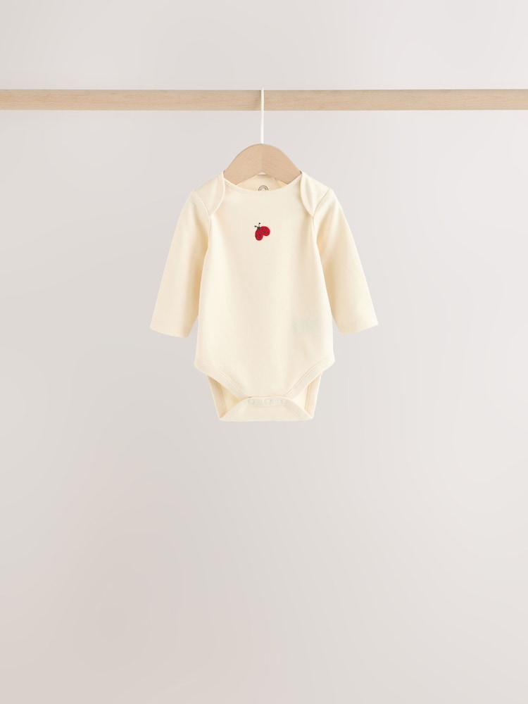 |BabyGirl| Kit com 5 Bodies de Manga Longa para Bebê – Estampa de Joaninha Vermelha