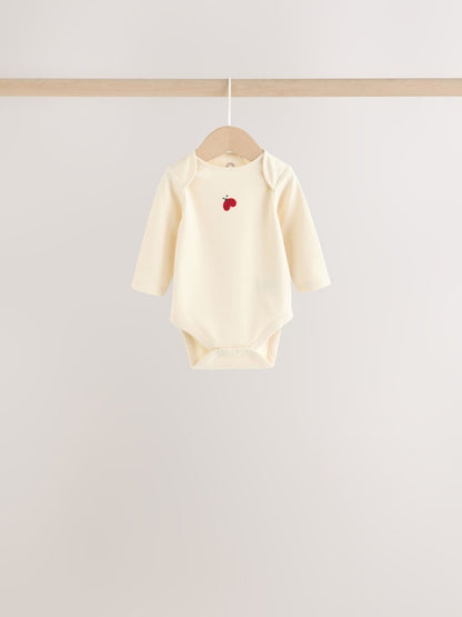 |BabyGirl| Kit com 5 Bodies de Manga Longa para Bebê – Estampa de Joaninha Vermelha