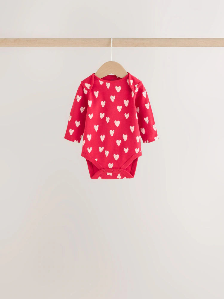 |BabyGirl| Kit com 5 Bodies de Manga Longa para Bebê – Estampa de Joaninha Vermelha
