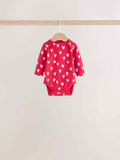|BabyGirl| Kit com 5 Bodies de Manga Longa para Bebê – Estampa de Joaninha Vermelha