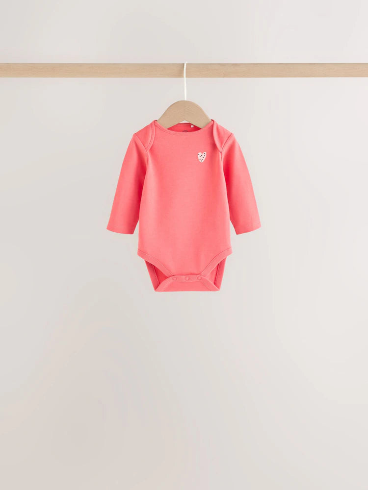 |BabyGirl| Kit com 5 Bodies de Manga Longa para Bebê – Estampa de Joaninha Vermelha